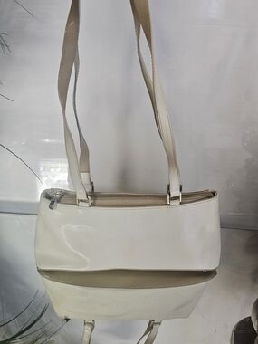 Sagi Vintage Minimalist Cream Leather Shoulder Bag with Double Straps